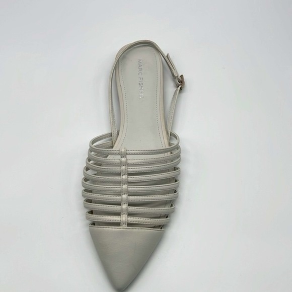Marc Fisher - Abra  Leather Fisherman White / Gray Closed Toe Flats Size 8 - Picture 9 of 14